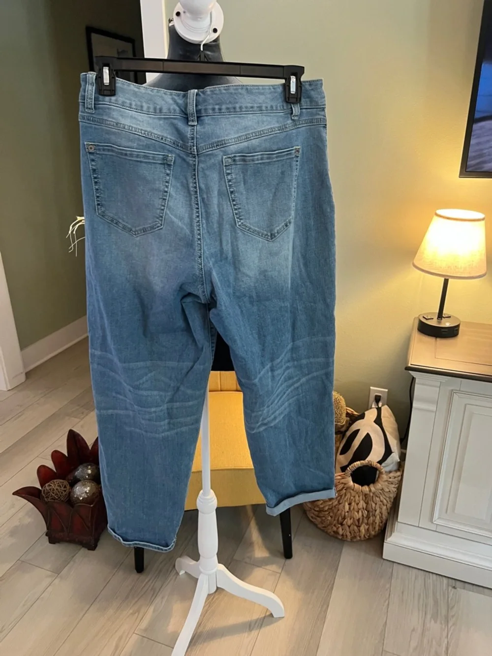 Light Blue Distressed Women's Jeans with Leopard Patch Detail - Picture 2 of 9